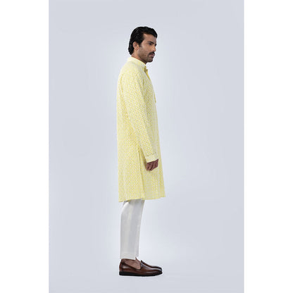 Arjun Kilachand Lemon Yellow Chikankaari Kurta
