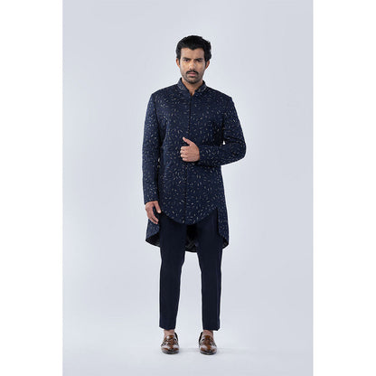 Arjun Kilachand Asymmetrical Resham and Bead Emb Fusion Jacket (Set of 2)