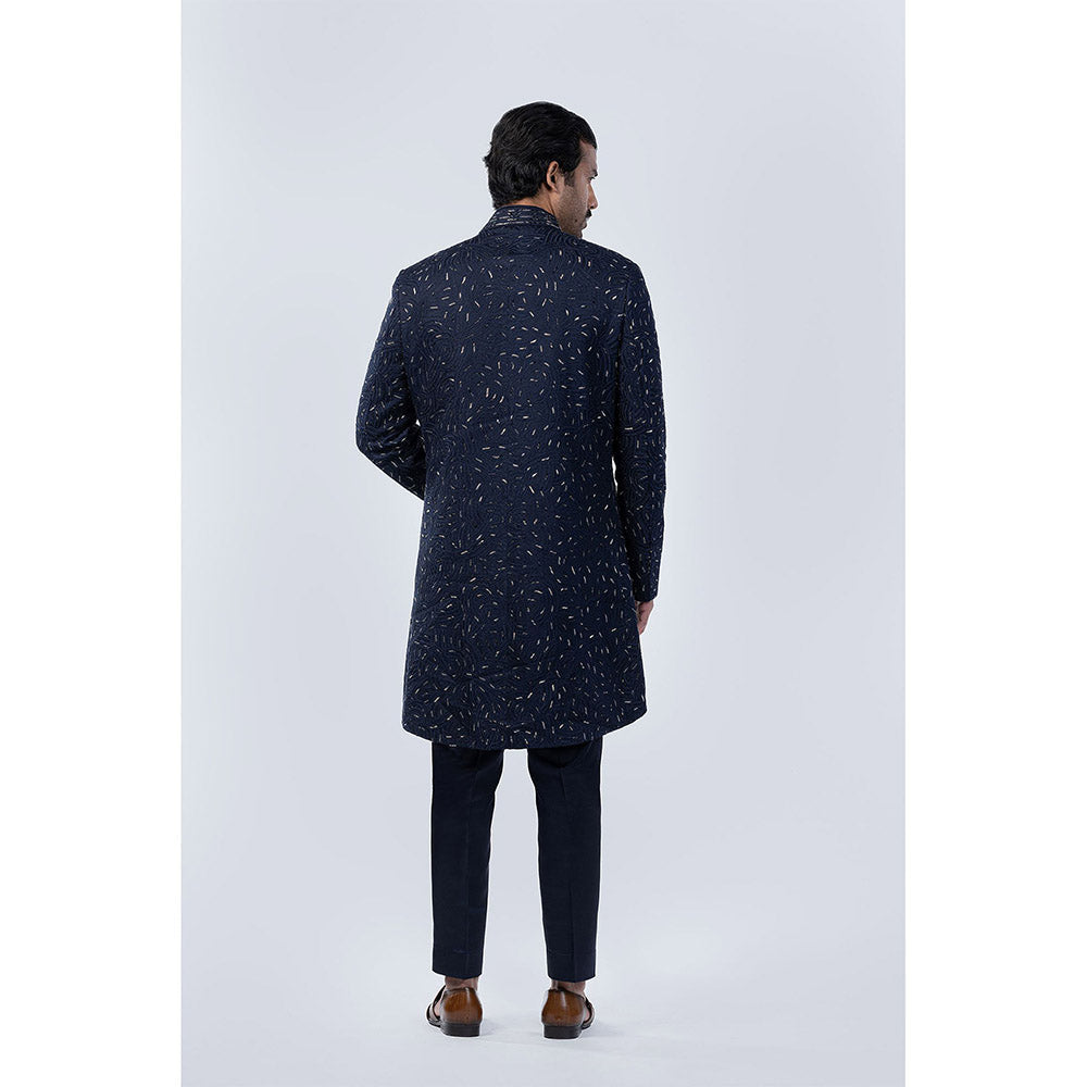 Arjun Kilachand Asymmetrical Resham and Bead Emb Fusion Jacket (Set of 2)