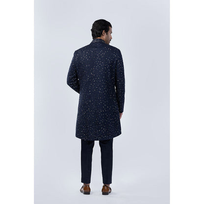 Arjun Kilachand Asymmetrical Resham and Bead Emb Fusion Jacket (Set of 2)