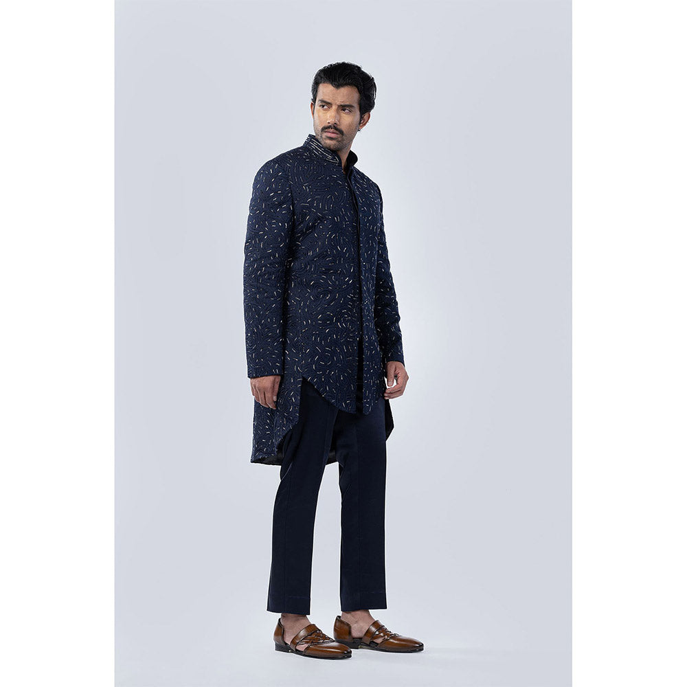Arjun Kilachand Asymmetrical Resham and Bead Emb Fusion Jacket (Set of 2)