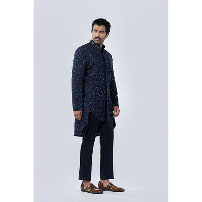 Arjun Kilachand Asymmetrical Resham and Bead Emb Fusion Jacket (Set of 2)