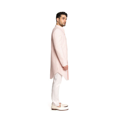 Arjun Kilachand Baby Pink Thread Work Cut Dana Embroidered Sherwani with Pant (Set of 2)