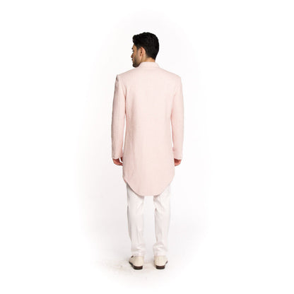Arjun Kilachand Baby Pink Thread Work Cut Dana Embroidered Sherwani with Pant (Set of 2)