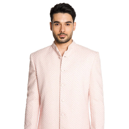 Arjun Kilachand Baby Pink Thread Work Cut Dana Embroidered Sherwani with Pant (Set of 2)