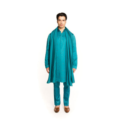Arjun Kilachand Winsor Blue Embroidered Kurta with Pant and Dupatta (Set of 3)