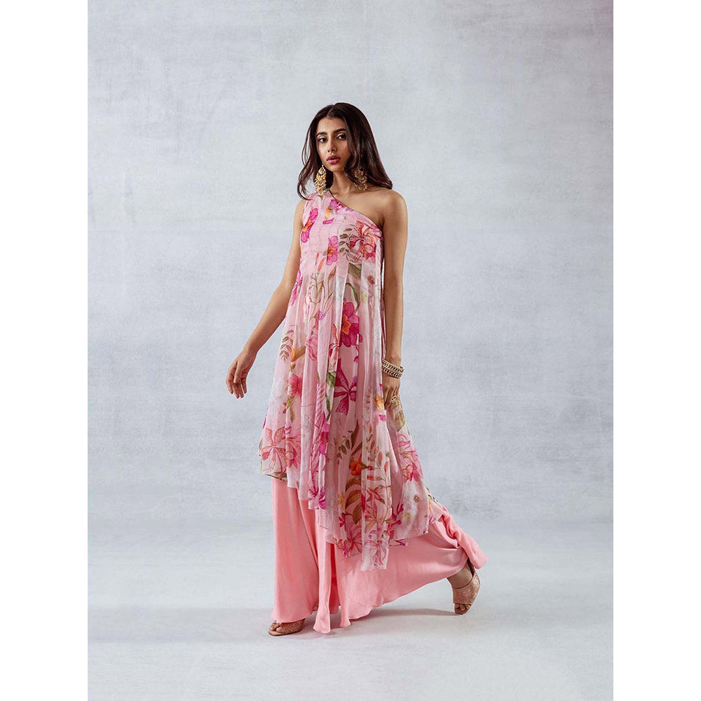 AROOP SHOP INDIA Women Pink Floral Kurta with Palazzo (Set of 2)