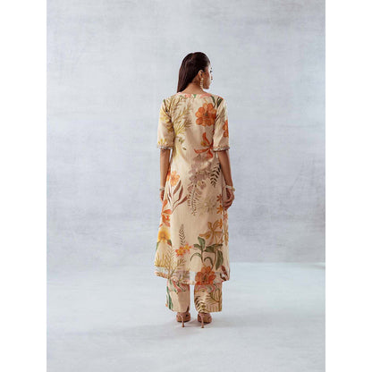 AROOP SHOP INDIA Women Beige Floral Co-Ord (Set of 2)