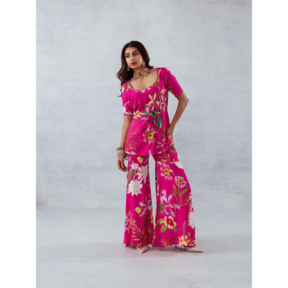 AROOP SHOP INDIA Women Pink Floral Kurta with Sharara (Set of 2)