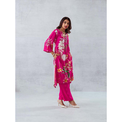 AROOP SHOP INDIA Women Pink Floral Kurta with Pant (Set of 2)