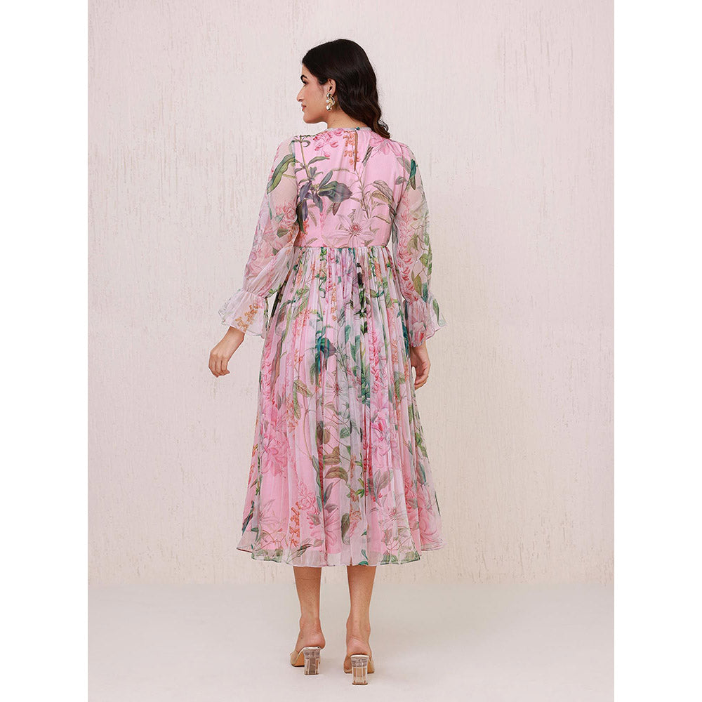AROOP SHOP INDIA Pink Posie Midi Dress