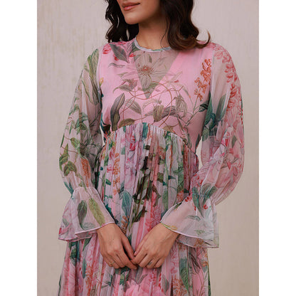 AROOP SHOP INDIA Pink Posie Midi Dress