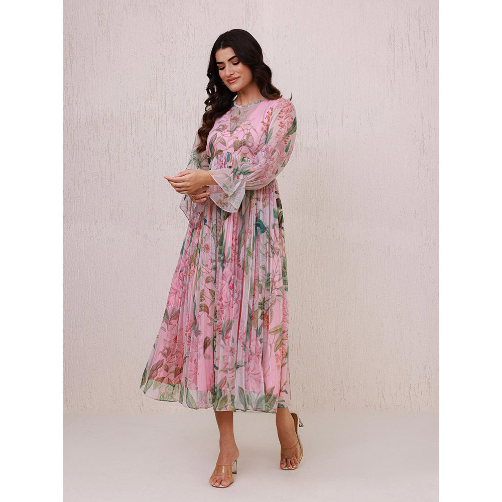 AROOP SHOP INDIA Pink Posie Midi Dress