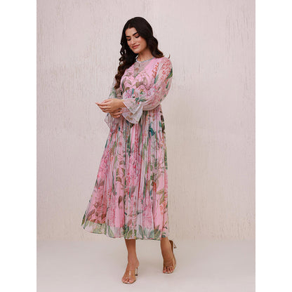 AROOP SHOP INDIA Pink Posie Midi Dress