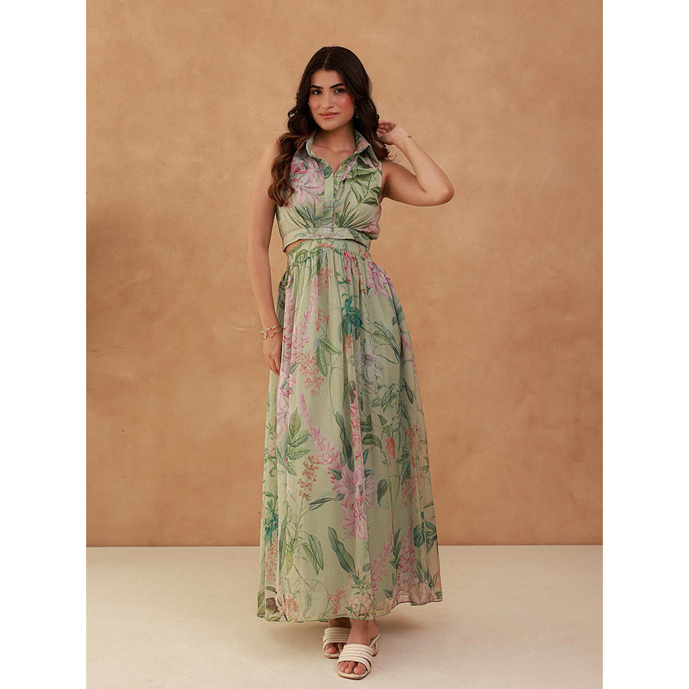 AROOP SHOP INDIA Green Heather Maxi Dress