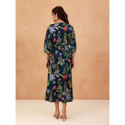 AROOP SHOP INDIA Navy Blue Gladia Midi Dress