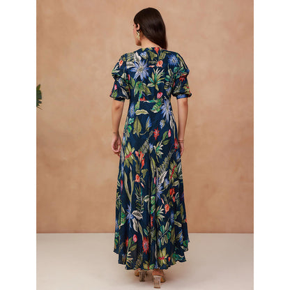 AROOP SHOP INDIA Navy Blue Orchid Maxi Dress