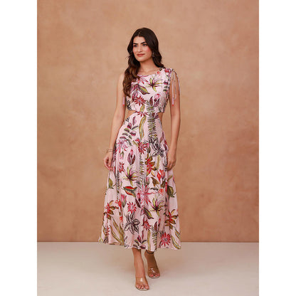 AROOP SHOP INDIA Pink Cosmos Midi Dress