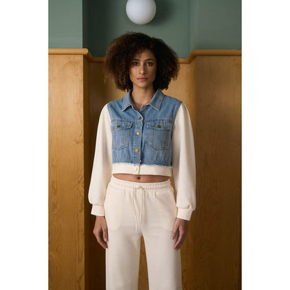 Aruni Off White Jersey Denim Co-Ord (Set of 2)