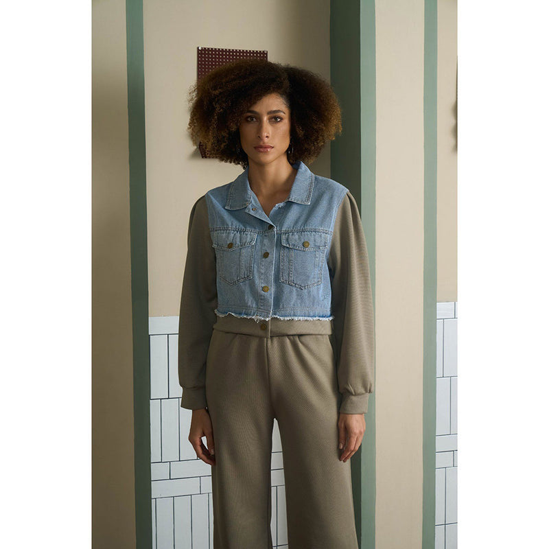 Aruni Military Green Jersey Denim Co-Ord (Set of 2)