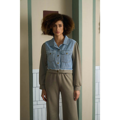Aruni Military Green Jersey Denim Co-Ord (Set of 2)