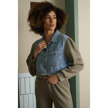 Aruni Military Green Jersey Denim Co-Ord (Set of 2)