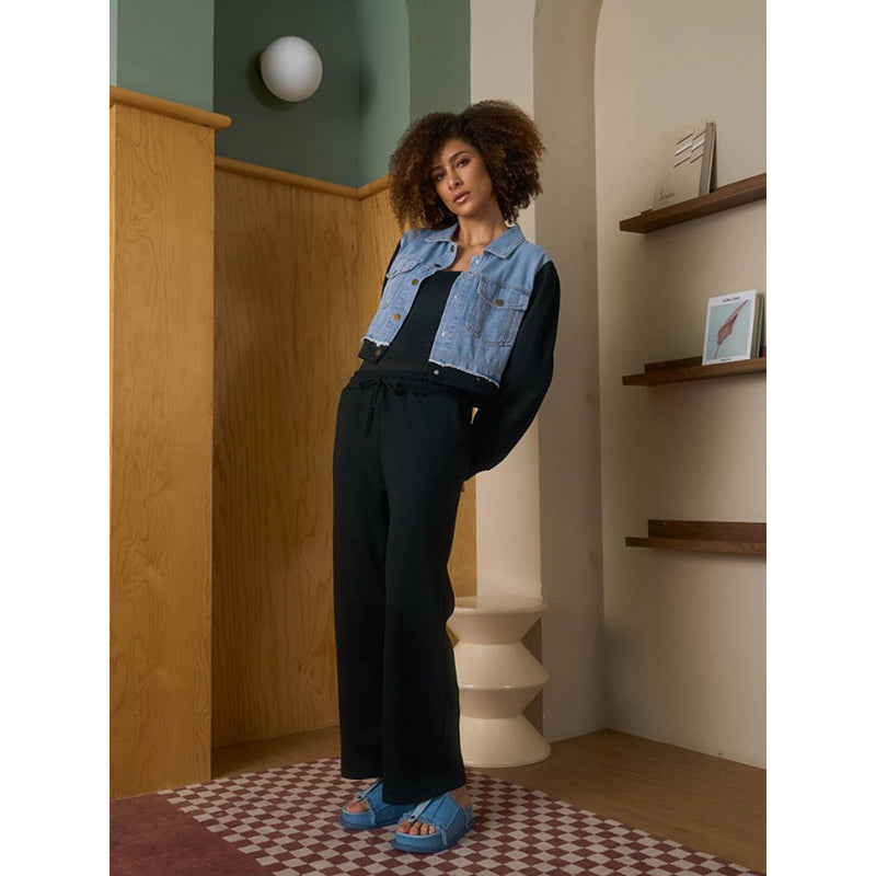 Aruni Black Jersey Denim Co-Ord (Set of 2)