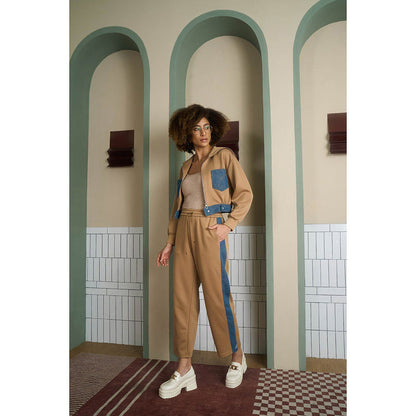 Aruni Brown Jersey Denim Co-Ord (Set of 2)