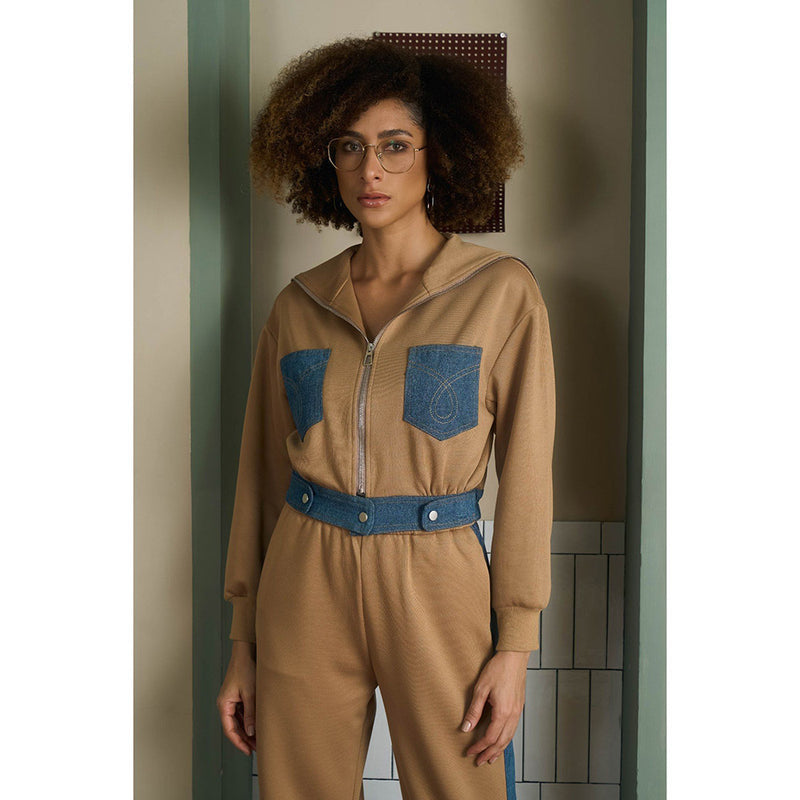 Aruni Brown Jersey Denim Co-Ord (Set of 2)