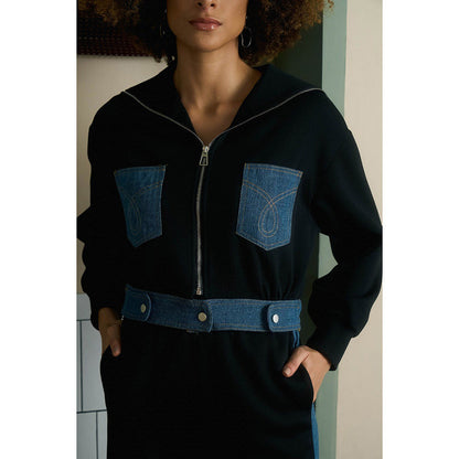 Aruni Black Jersey Denim Co-Ord (Set of 2)