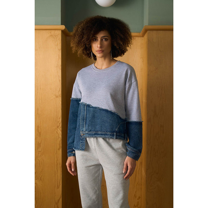 Aruni Grey Jersey Denim Top