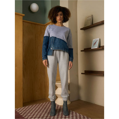 Aruni Grey Jersey Denim Top