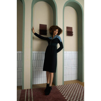 Aruni Black Jersey Denim Zip Dress