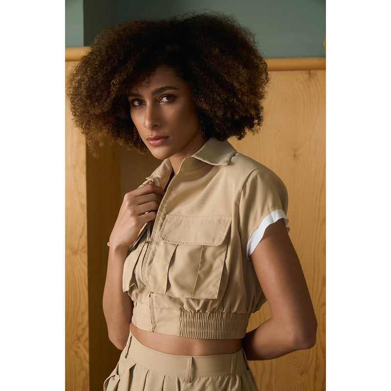 Aruni Beige Crop Top & Skirt (Set of 2)