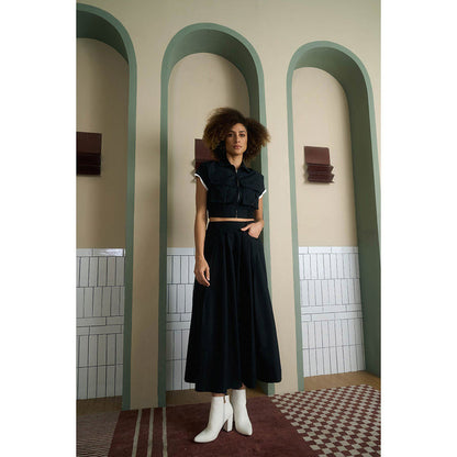 Aruni Black Crop Top & Skirt (Set of 2)