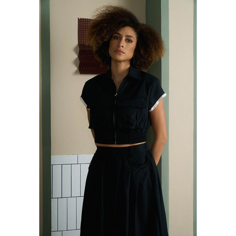 Aruni Black Crop Top & Skirt (Set of 2)