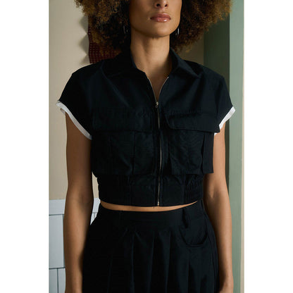 Aruni Black Crop Top & Skirt (Set of 2)