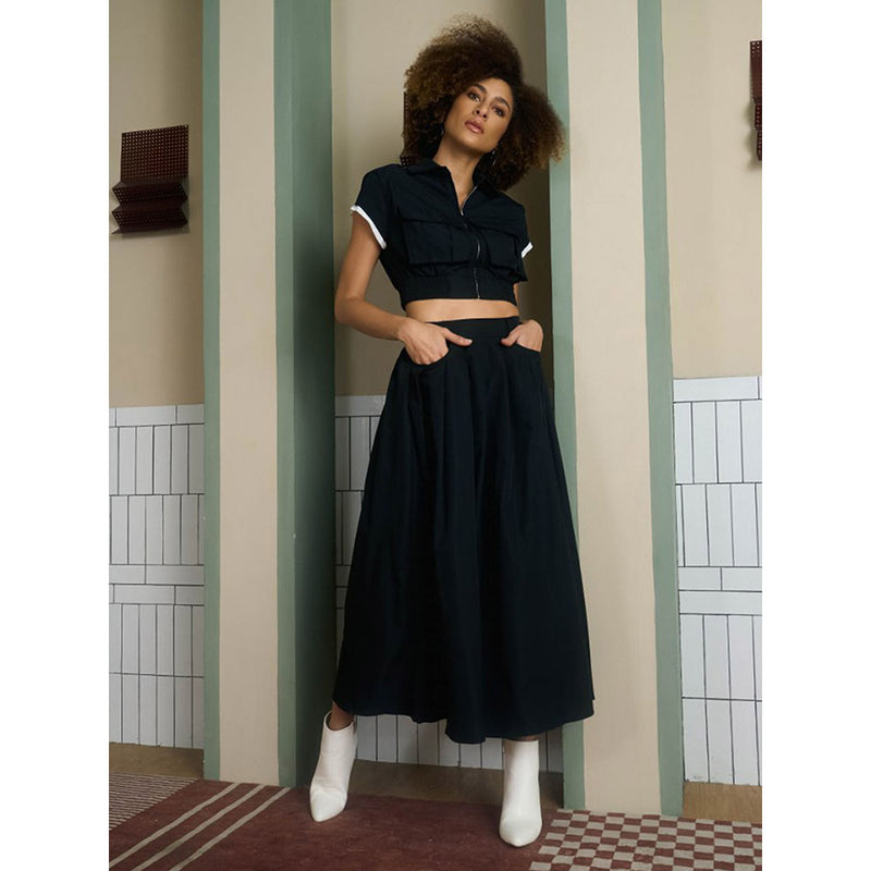 Aruni Black Crop Top & Skirt (Set of 2)