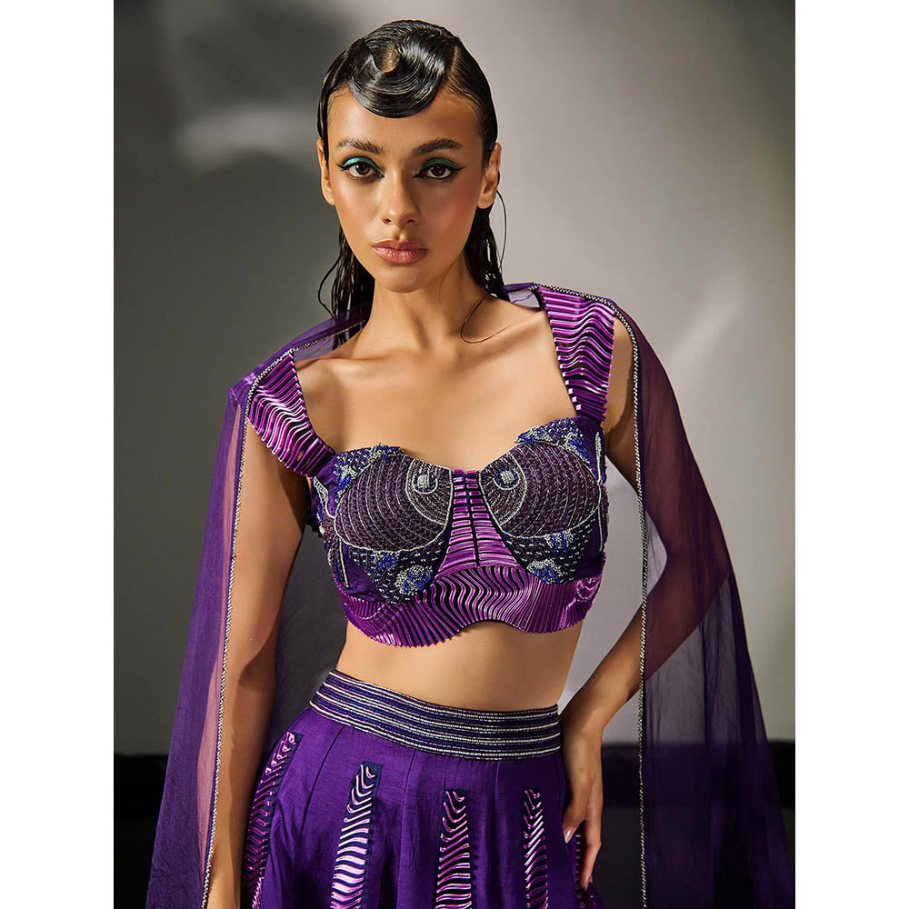 Asaaye Purple Fish Tale Romance Lehenga with Blouse and Dupatta
