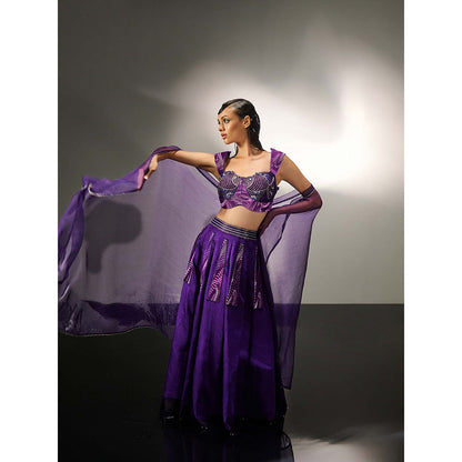 Asaaye Purple Fish Tale Romance Lehenga with Blouse and Dupatta