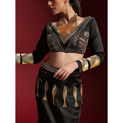 Asaaye Black Poise Skirt with Blouse