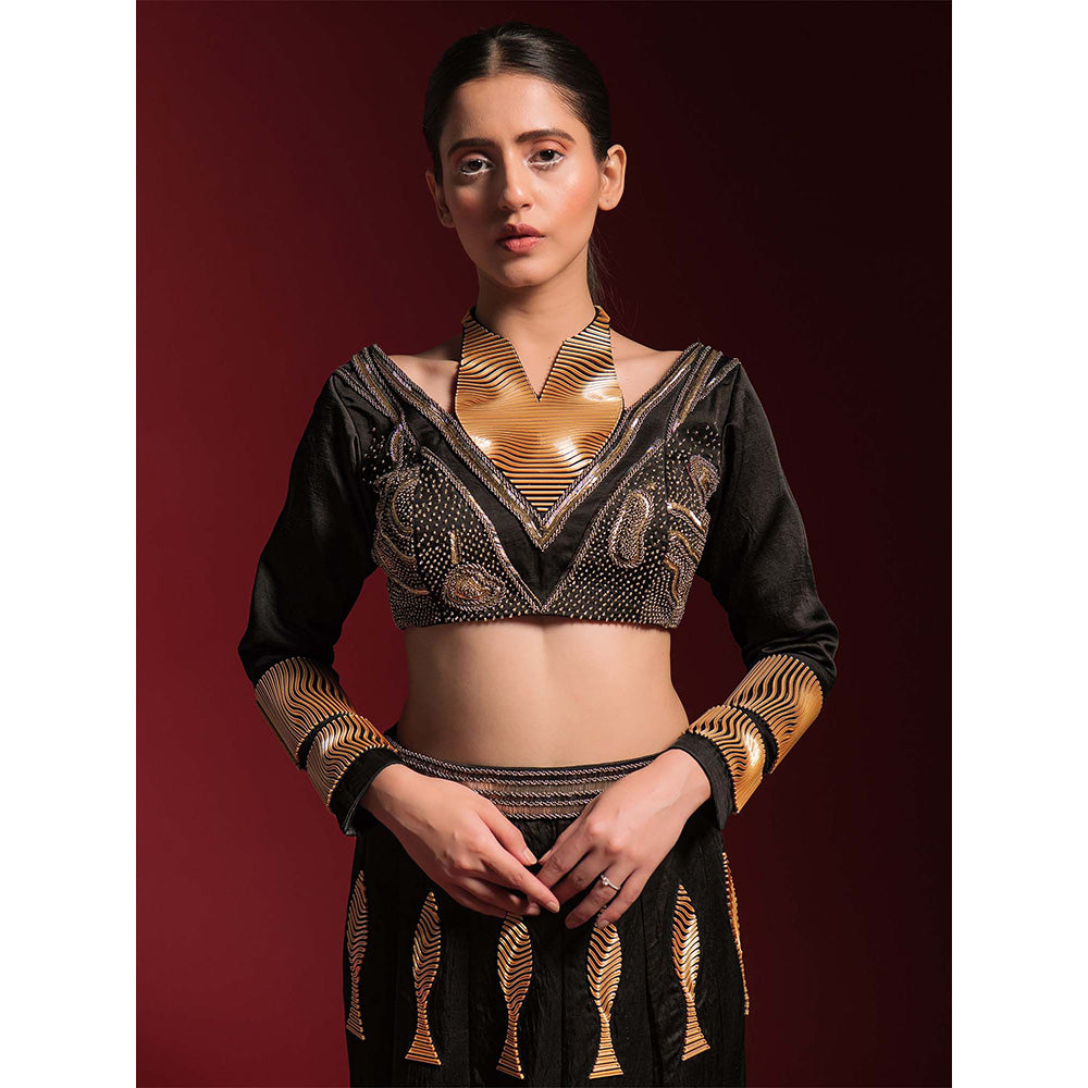 Asaaye Black Poise Skirt with Blouse