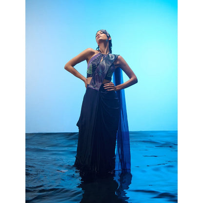Asaaye Tidal Rhythm Pre Drape Saree with Stitched Blouse