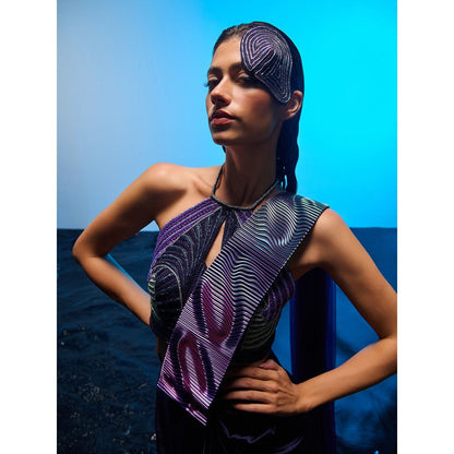 Asaaye Tidal Rhythm Pre Drape Saree with Stitched Blouse