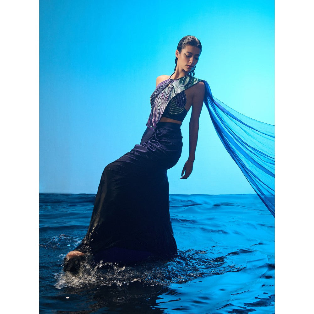 Asaaye Tidal Rhythm Pre Drape Saree with Stitched Blouse