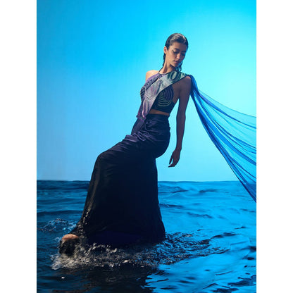 Asaaye Tidal Rhythm Pre Drape Saree with Stitched Blouse