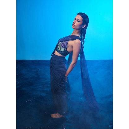 Asaaye Tidal Rhythm Pre Drape Saree with Stitched Blouse