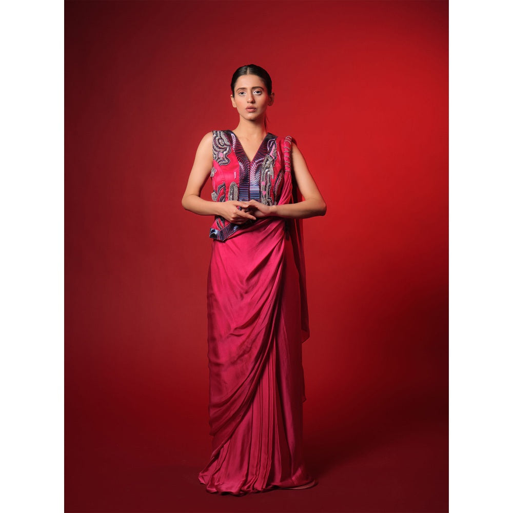 Asaaye Awake Mode Draped Pre Drape Saree with Stitched Blouse