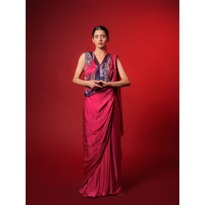 Asaaye Awake Mode Draped Pre Drape Saree with Stitched Blouse
