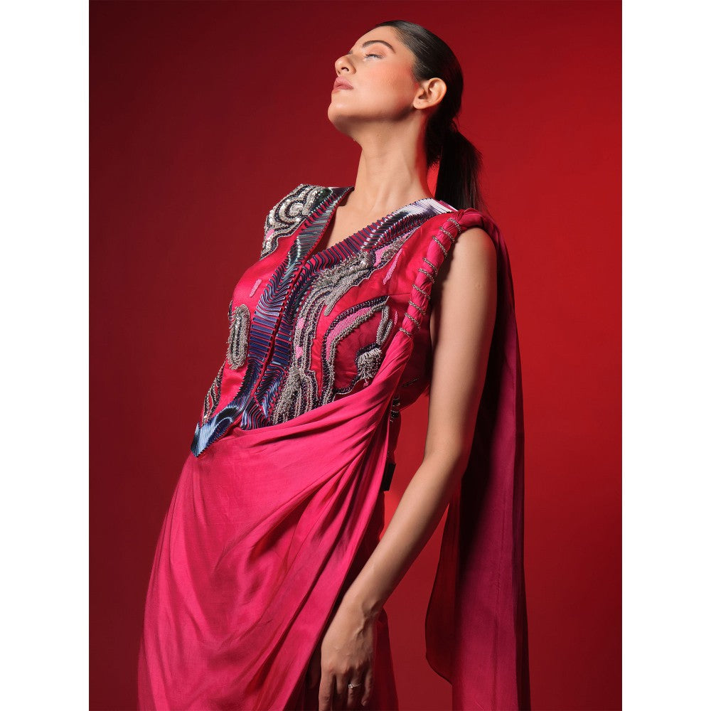 Asaaye Awake Mode Draped Pre Drape Saree with Stitched Blouse